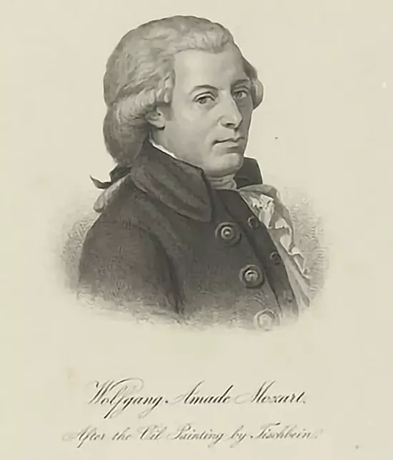 Portraitzeichnung von Wolfang Amadeus Mozart